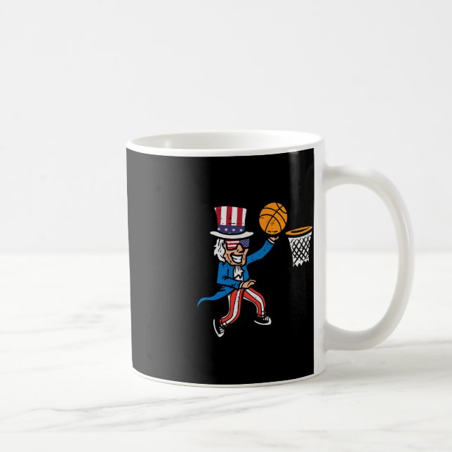 4th Of July Basketball Uncle Sam America Men Boys  Coffee Mug (Right)