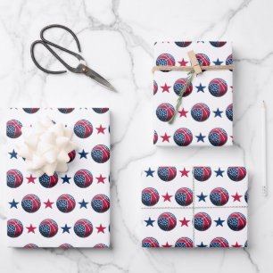 4th of July Basketball Wrapping Paper Sheet