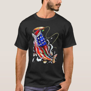 4th Of July Bass Fishing American Flag Patriotic F T-Shirt