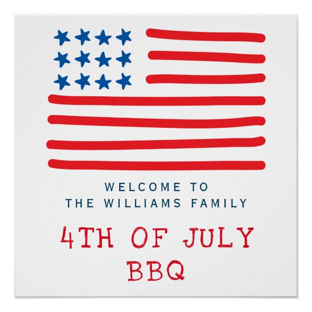 4th of July BBQ | American Flag  - Welcome Poster (Front)