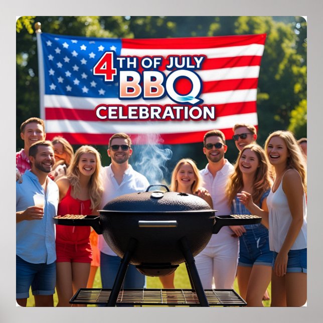 4th of July BBQ Celebration Poster Print (Front)