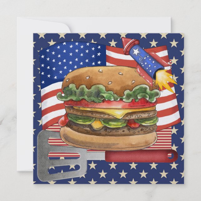 4th of July - BBQ Cook Out ! SRF Invitation (Front)
