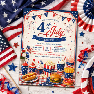 4th of July BBQ Cookout Party Invitation