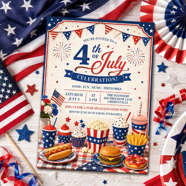 4th of July BBQ Cookout Party Invitation (Creator Uploaded)