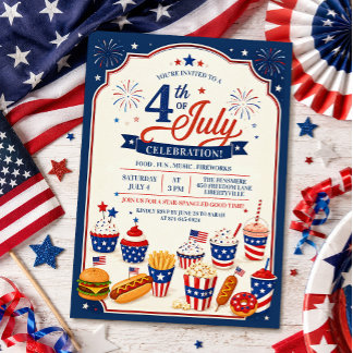 4th of July BBQ Cookout Party Invitation