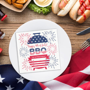 4th of July bbq fireworks stars and stripes Napkin