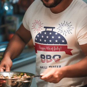 4th of July bbq grill master red and blue barbecue T-Shirt
