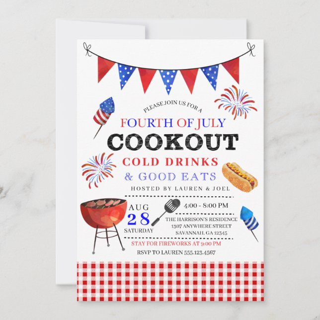 4th of July BBQ Invitation (Front)