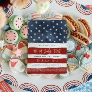 4th of July BBQ Invitation Editable Red White Blu 