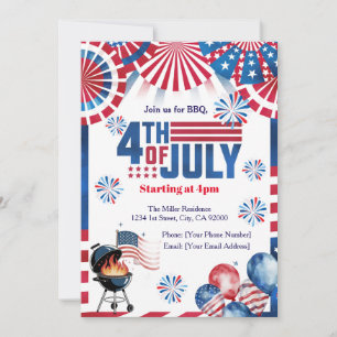 4th Of July BBQ Invitation, Party In USA Invite