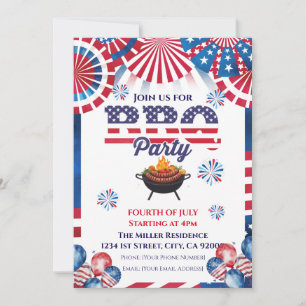 4th Of July BBQ Invitation, Party In USA Invite