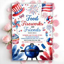 4th Of July BBQ Invitation, Party In USA Invite