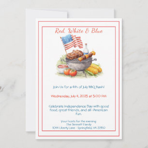 4th of July BBQ Invitation – Patriotic Backyard