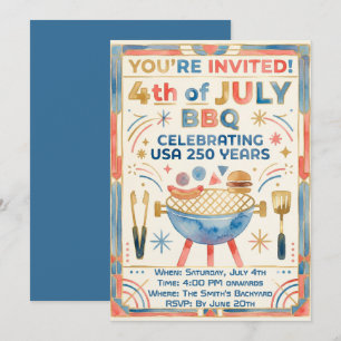 4th of July BBQ Invitation – USA 250 Years