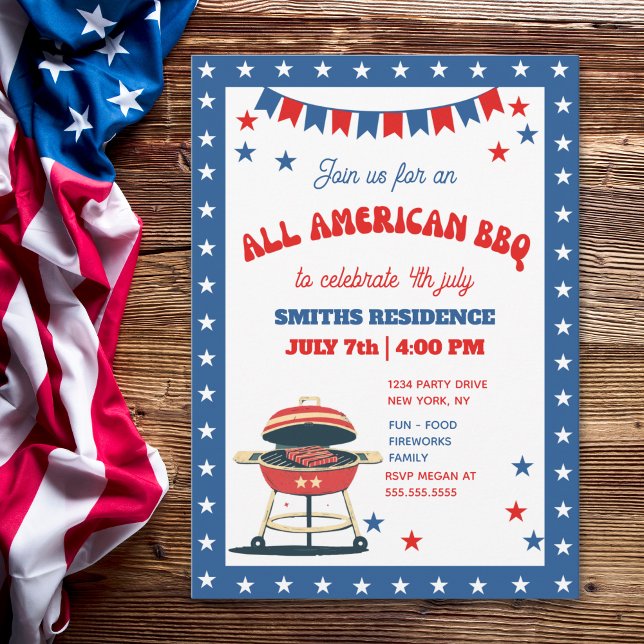 4th of July BBQ Party – ALL AMERICAN BBQ Invitation (Creator Uploaded)