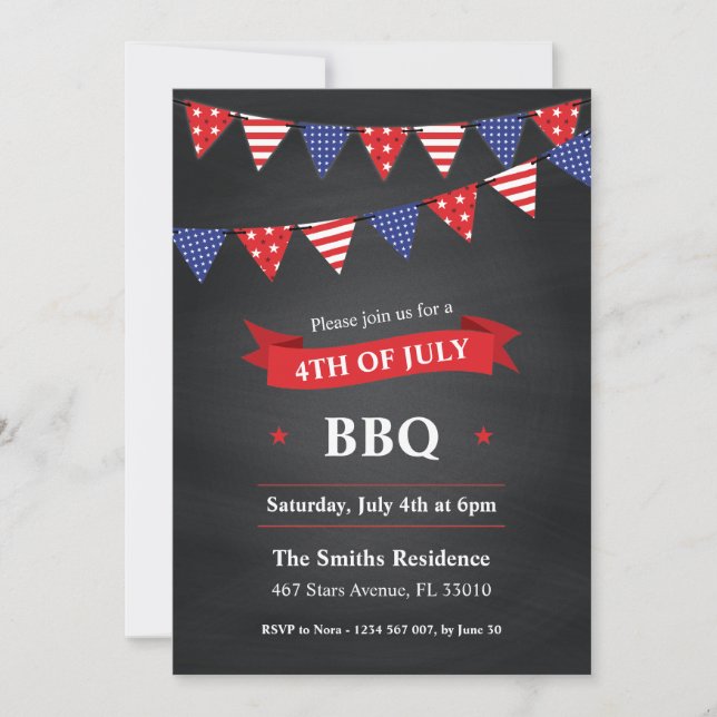 4th of July BBQ Party Invitation (Front)