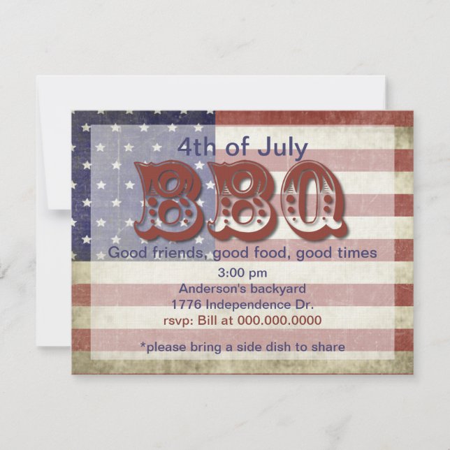 4th of July BBQ Party Invitation (Front)