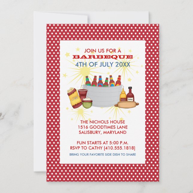 4th of July BBQ Party Invitations (Front)