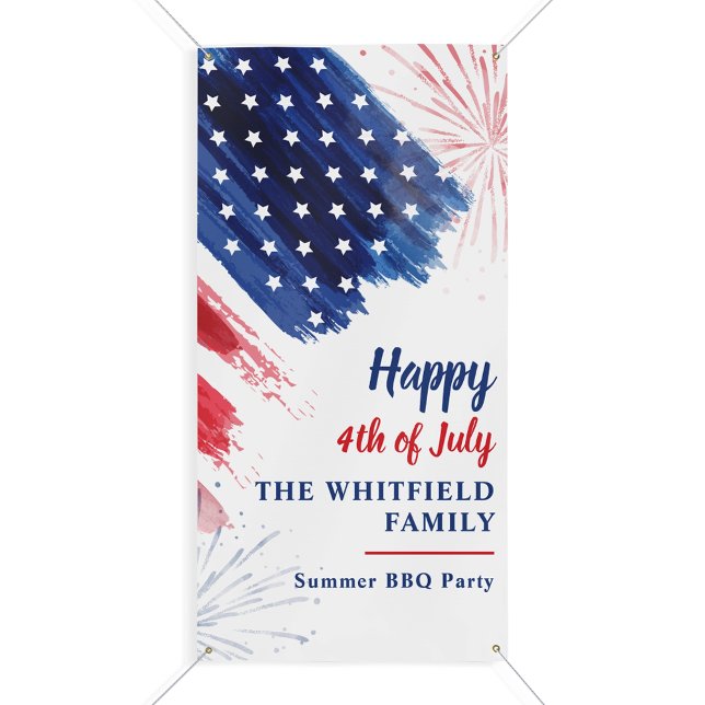 4th of July BBQ Party Red White Blue Custom Banner (4th of July BBQ Party Red White Blue Custom Banner)
