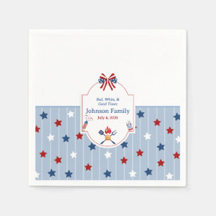 4th of July BBQ Red White Blue Stripes Patriotic Napkin