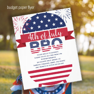 4th of July bbq stars and stripes invitation Flyer