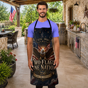 4th of July BBQ Two Flags One Nation Beautiful Apron