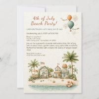 4th of July Beach Party Invitation – Soft Line Art