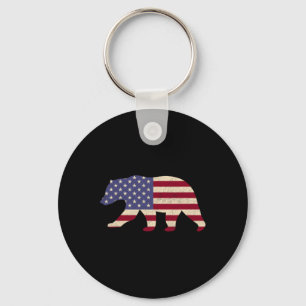 4th Of July Bear Patriotic American Flag Grandpa F Key Ring