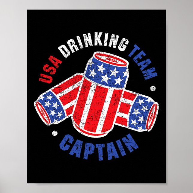 4th Of July Beer Can Flag Usa Drinking Team Tees  Poster (Front)