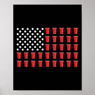 4th Of July Beer Pong American Flag College Party  Poster