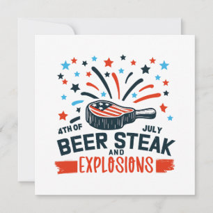 4th Of July Beer Steak And Explosions Card