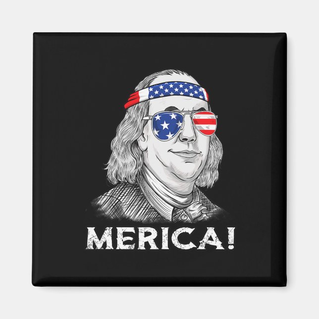 4th Of July Ben Franklin Merica USA Boys Girls Kid Magnet (Front)