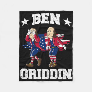 4th Of July Benjamin Franklin Griddy Ben Griddin 1 Fleece Blanket