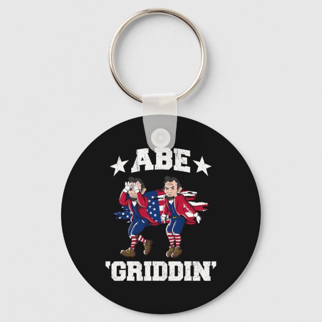 4th Of July Benjamin Franklin Griddy Ben Griddin  Key Ring (Front)