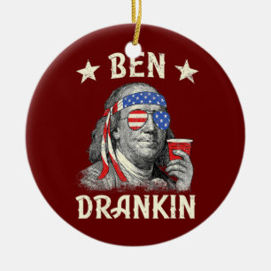 4th of July Benjamin Franklin USa Flag Ben Ceramic Ornament