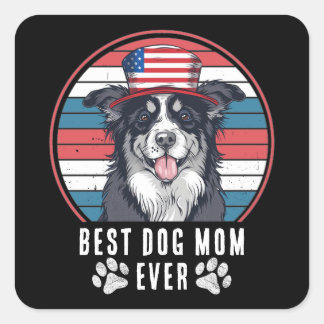 4th of July Best Dog Mum/Dad Ever Personalised Square Sticker