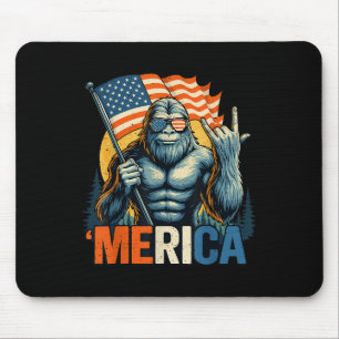 4th Of July Bigfoot Merica Rock American Flag Patr Mouse Pad