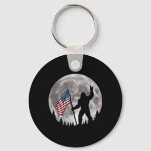 4th Of July Bigfoot Sasquatch Aamerican Flag Key Ring