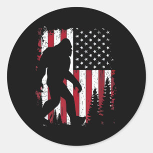 4th Of July Bigfoot Sasquatch American Flag Patrio Classic Round Sticker
