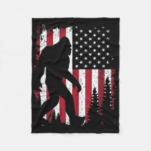 4th Of July Bigfoot Sasquatch American Flag Patrio Fleece Blanket
