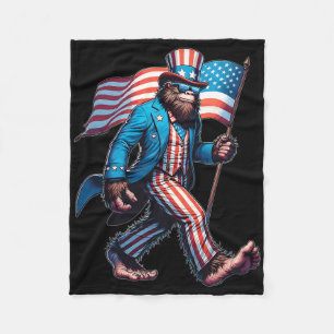 4th Of July Bigfoot Sasquatch Patriotic American F Fleece Blanket