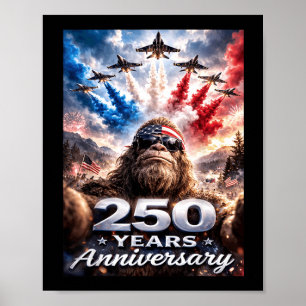 4th of July Bigfoot Selfie American Flag Men Poster