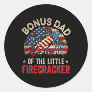 4th Of July Birthday Bonus Dad Of The Little Firec Classic Round Sticker