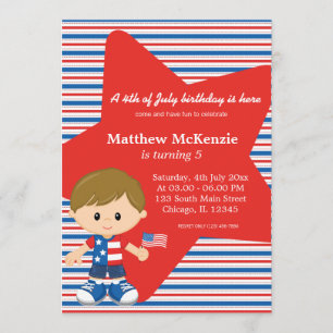 4th of July birthday boy Invitation