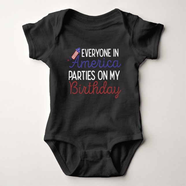 4th Of July Birthday Funny USA Independence day Baby Bodysuit (Front)
