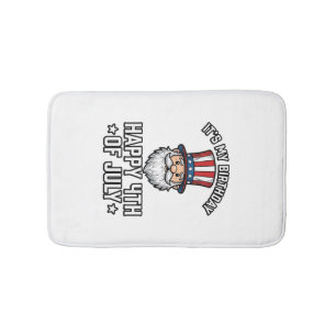 4th of July Birthday Gnome Patriotic Shirt Design_ Bath Mat