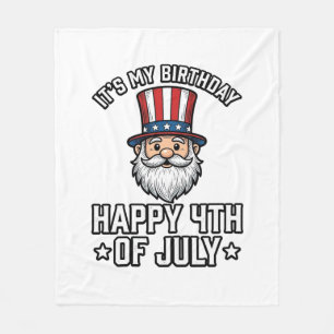 4th of July Birthday Gnome Patriotic Shirt Design_ Fleece Blanket