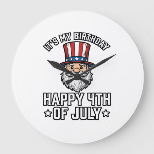 4th of July Birthday Gnome Patriotic Shirt Design_ Large Clock