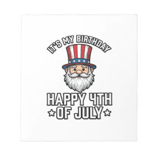 4th of July Birthday Gnome Patriotic Shirt Design_ Notepad