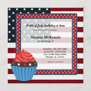 4th of July birthday Invitation